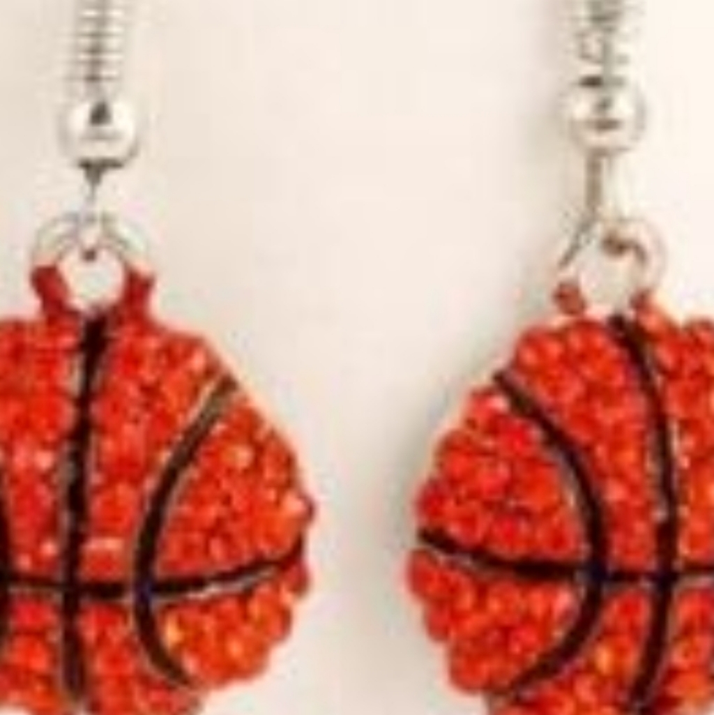 Glittery Basketball Fishhook Earrings 12$